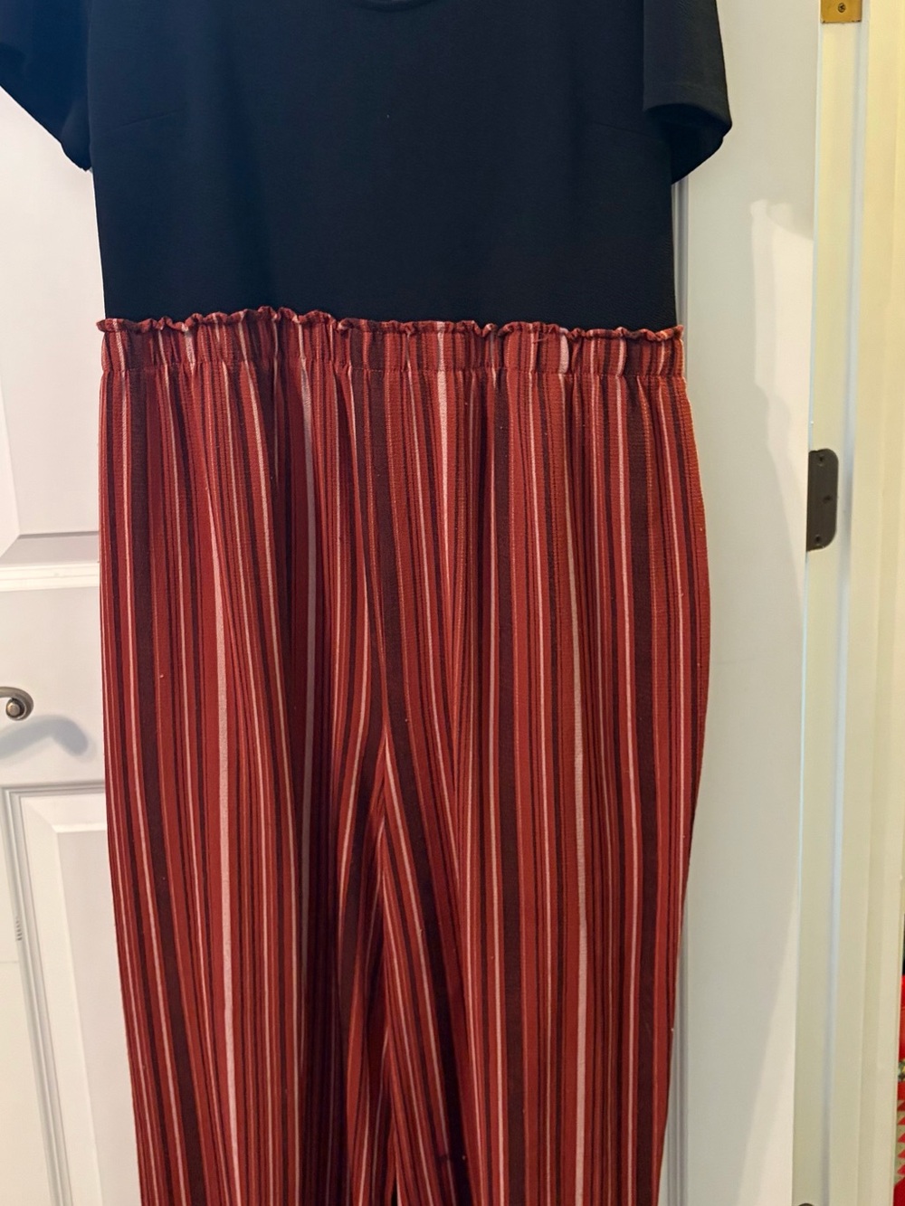 Black & Red Striped Wide-Leg Jumpsuit